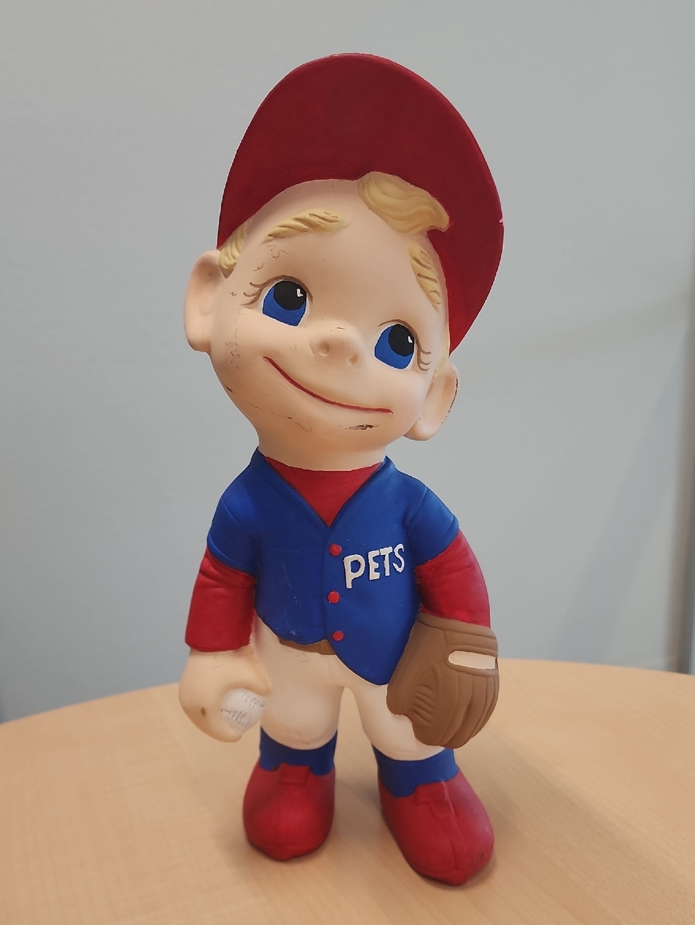 Vintage 70s Baseball Player Smiley Boy Ceramic Atlantic Mold Figurine Pets